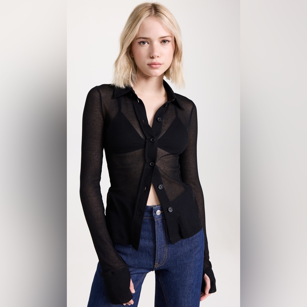 Helmut Lang Ribbed Sheer Shirt